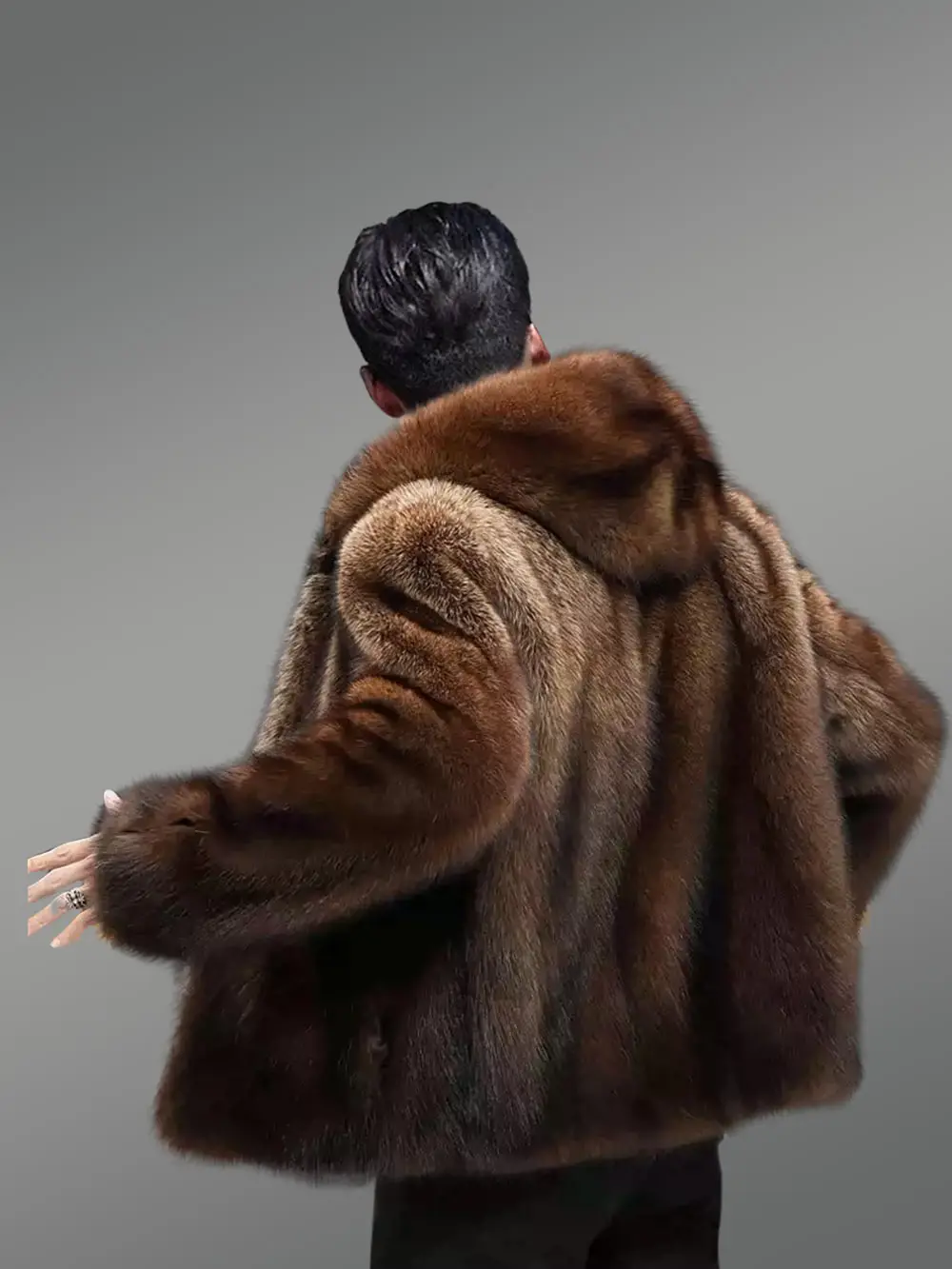 Mink Fur Men Coat with Detachable Luxury Hood - Image 4