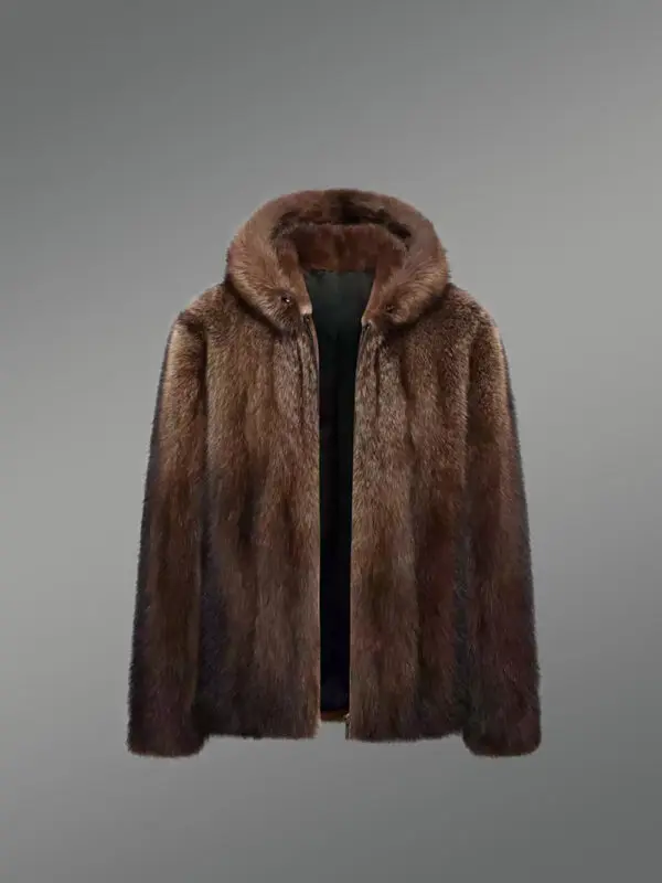 Mink Fur Men Coat with Detachable Luxury Hood - Image 3