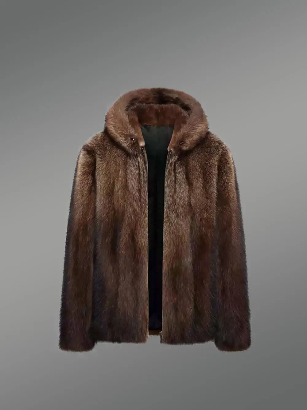 Mink Fur Men Coat with Detachable Luxury Hood - Image 3