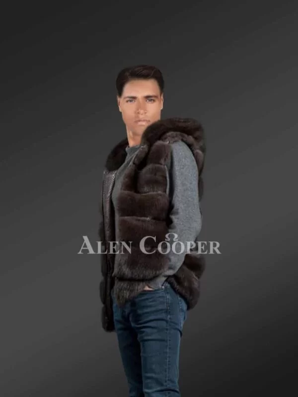 Men’s Fox Fur Reversible Vest - Image 3
