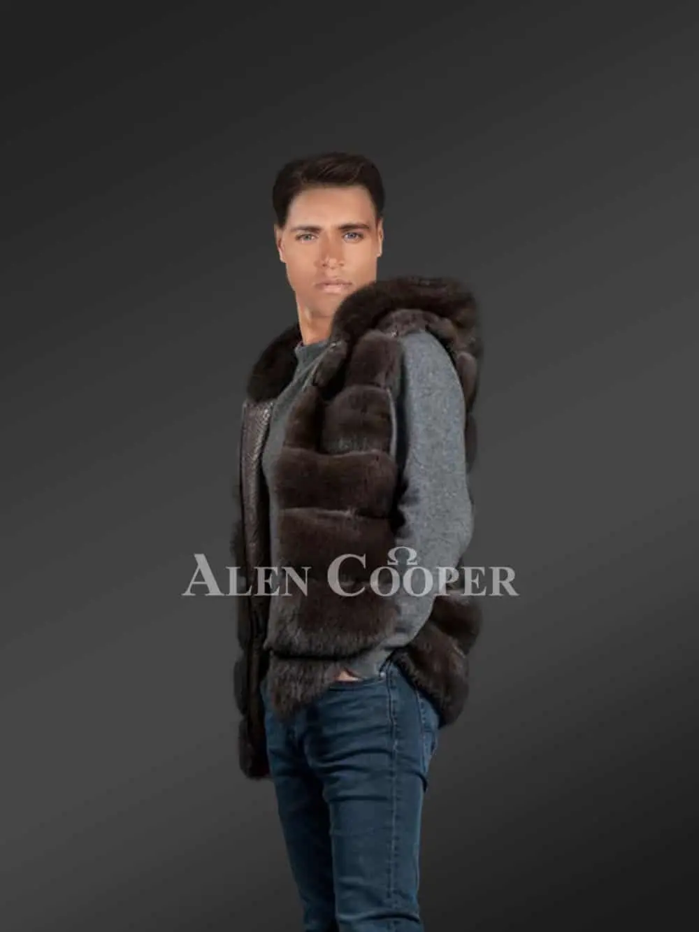 Men’s Fox Fur Reversible Vest - Image 3