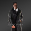 Mens Black Classy Long Shearling Coat