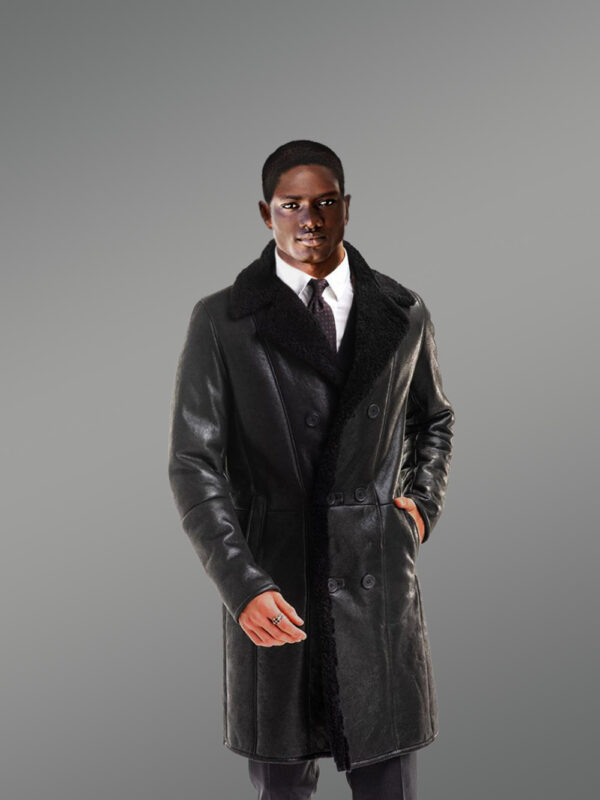 Men’s Black Classy Long Shearling Coat