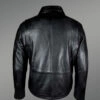 Men’s Black Leather Jacket with Firm Stand Collar