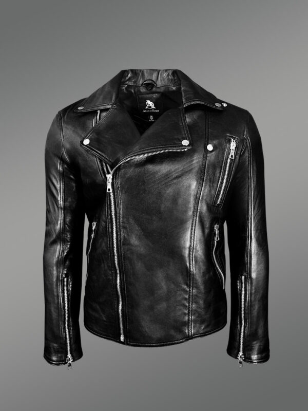 Men’s Black Leather Motorcycle Biker Jacket