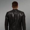 Men’s Classy Coal-Black Collarless Real Leather Sturdy Winter Jacket