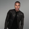 Men’s Classy Coal-Black Collarless Real Leather Sturdy Winter Jacket