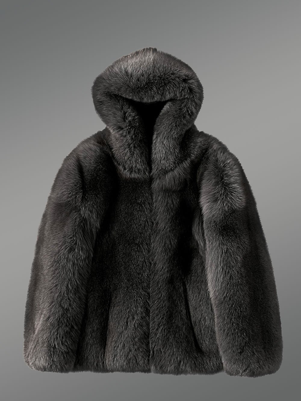 Mens Fox Fur Coat with Hood - Image 6