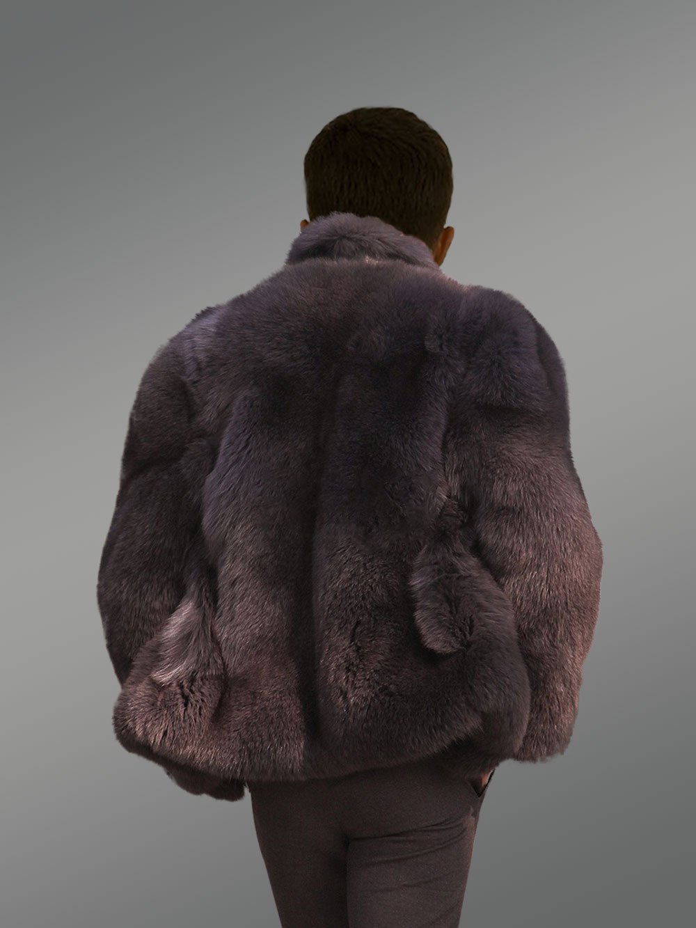 Men’s Fox Fur Bomber Jacket - Image 3