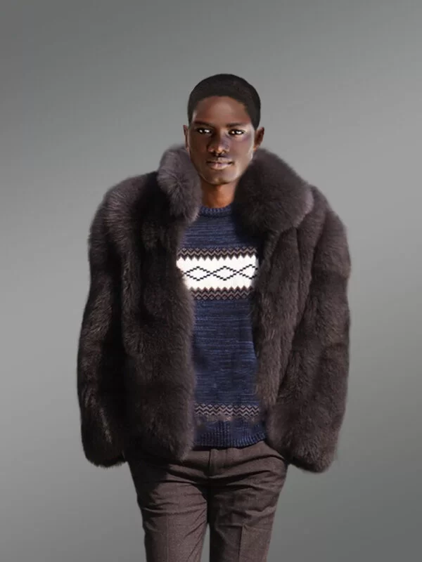 Men’s Fox Fur Bomber Jacket - Image 2