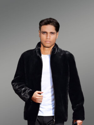 Full Skin Mink Fur Jacket With Hood for Men for Sophisticated Style