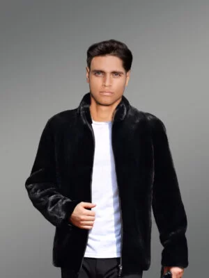 Full Skin Mink Fur Jacket With Hood for Men for Sophisticated Style