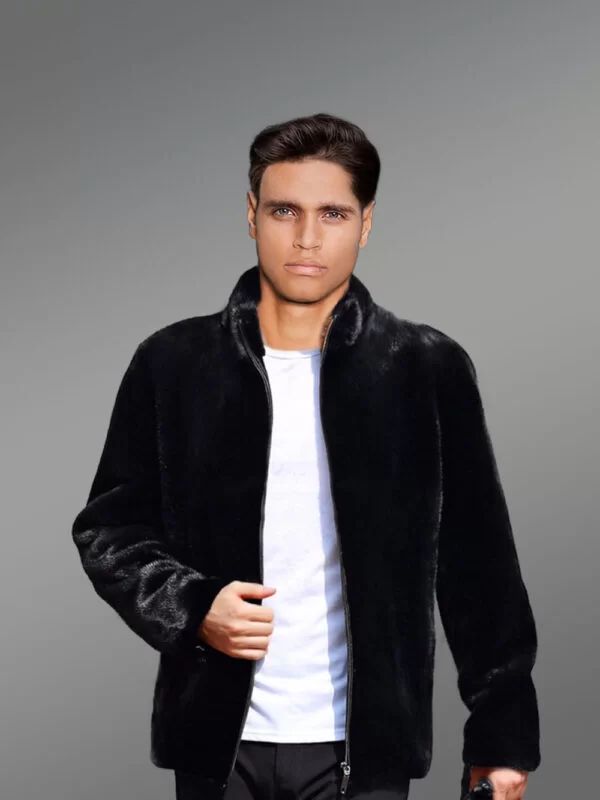 Full Skin Mink Fur Jacket With Hood for Men for Sophisticated Style