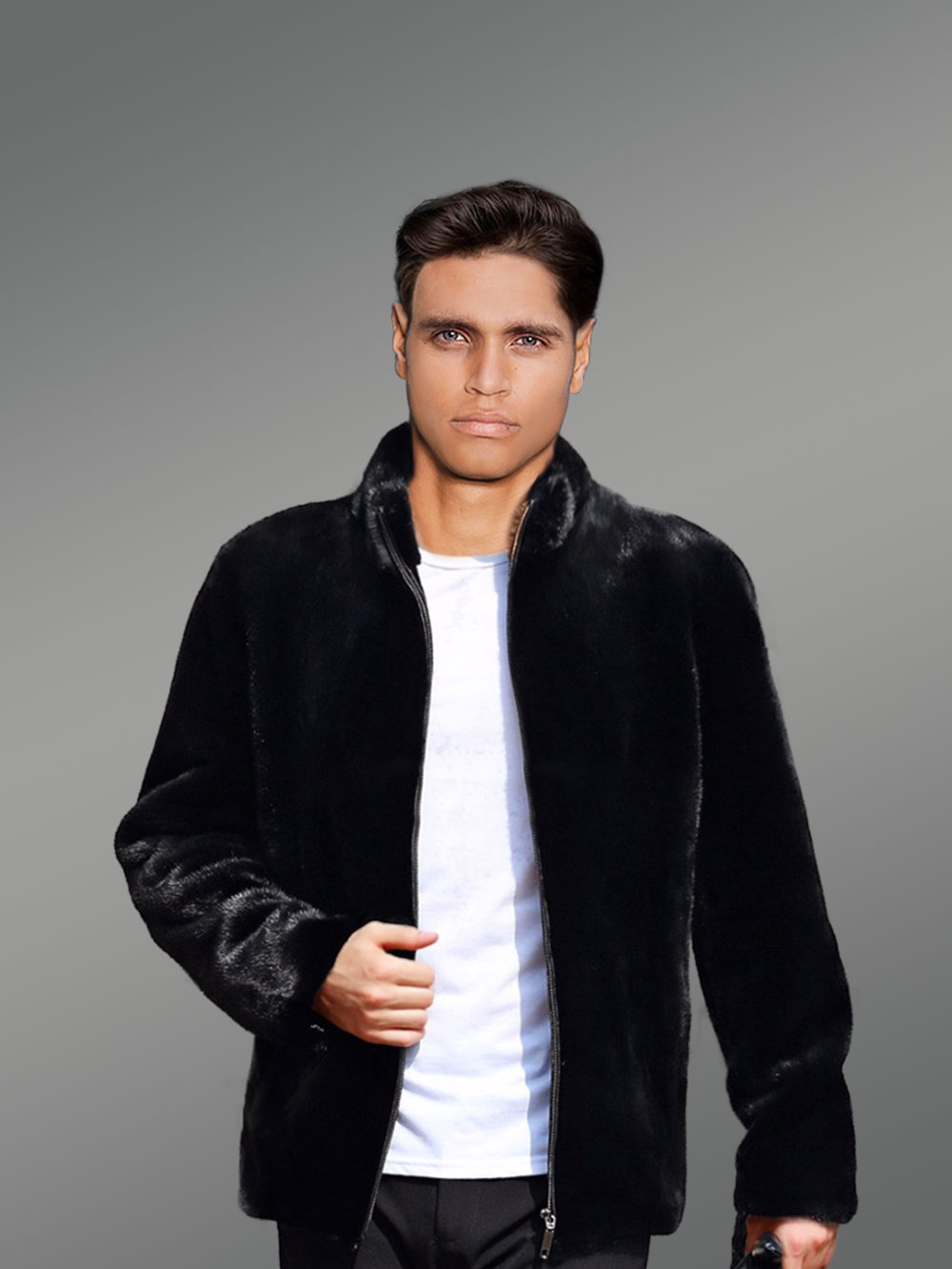 Full Skin Mink Fur Jacket With Hood for Men for Sophisticated Style