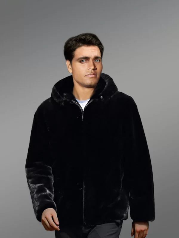 Full Skin Mink Fur Jacket With Hood for Men for Sophisticated Style - Image 4