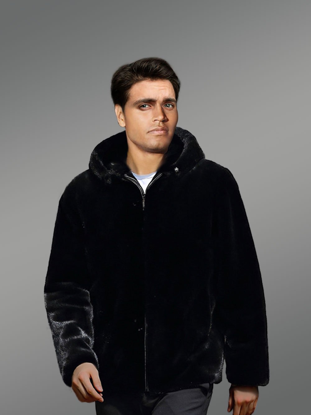 Full Skin Mink Fur Jacket With Hood for Men for Sophisticated Style - Image 3
