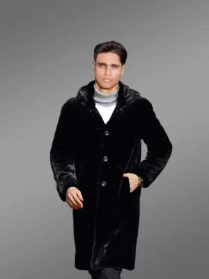 Full Skin Mink Fur Long Coat with Hood