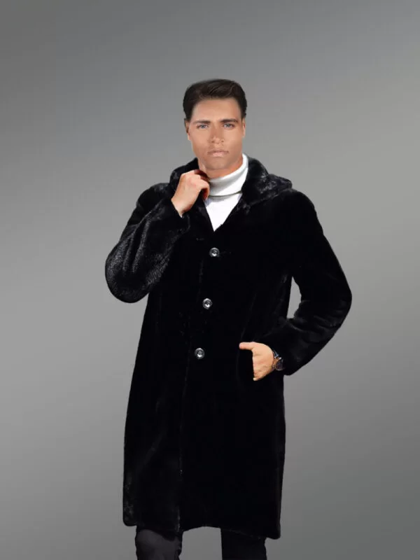 Full Skin Mink Fur Long Coat with Hood - Image 3