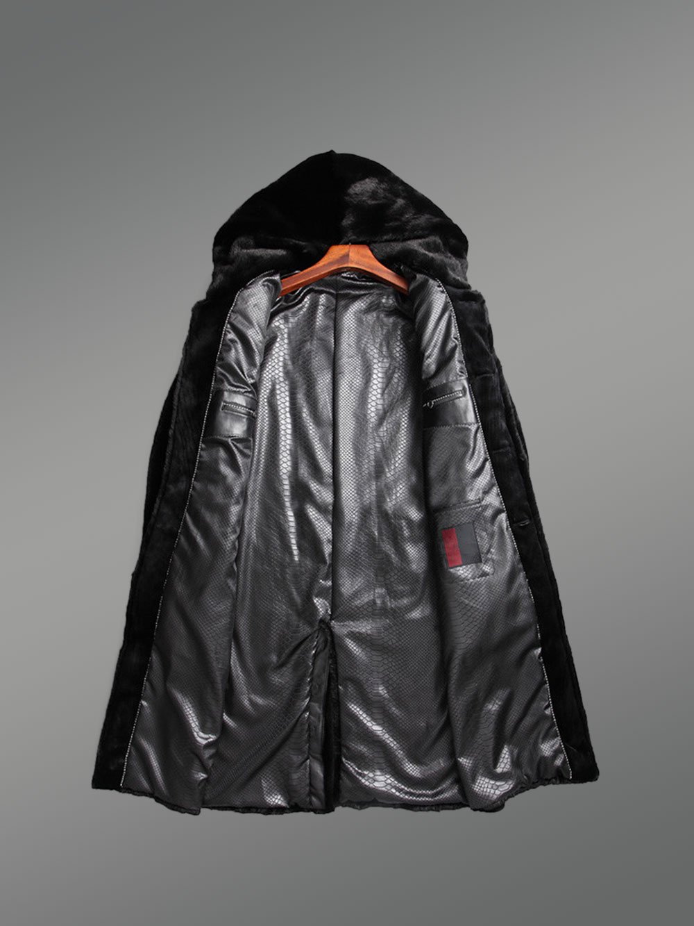 Full Skin Mink Fur Long Coat with Hood - Image 6
