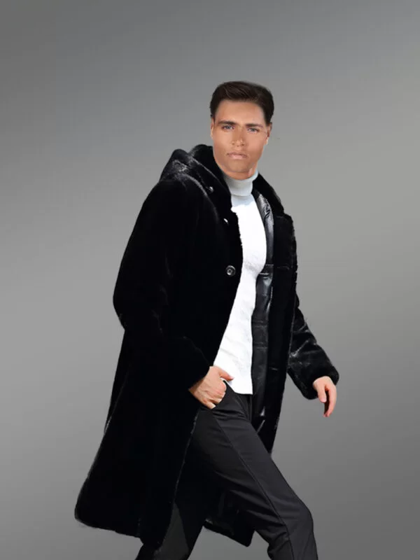 Full Skin Mink Fur Long Coat with Hood - Image 2