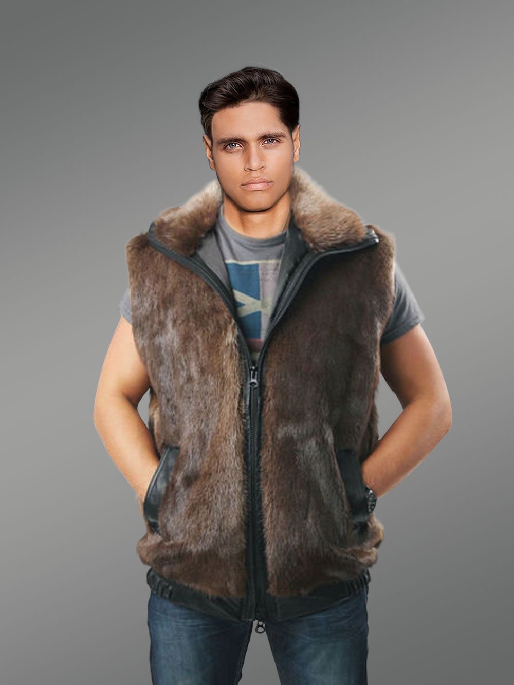Men's Fur Jacket Otter Fur Coat - Image 4