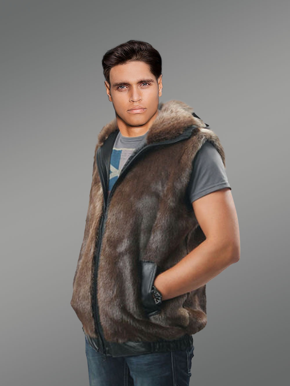 Men's Fur Jacket Otter Fur Coat