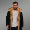 Men’s Golden Island Fox Fur Hybrid Black Parka Convertibles (2)