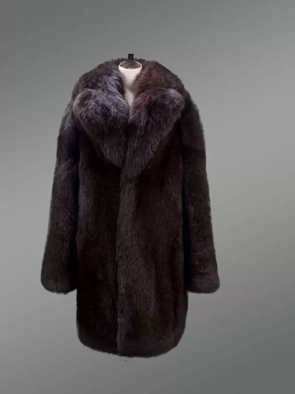 Mens Dark Brown Fox Fur Coat - Image 6
