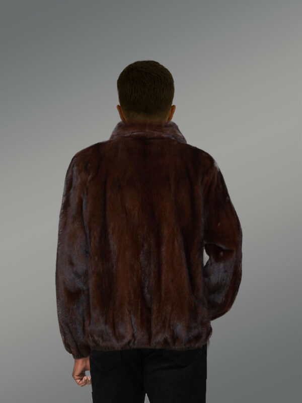 Men’s Mahogany Brown Reversible Real Full Skin Mink Fur Straight Warm Winter Coat (Copy) - Image 4