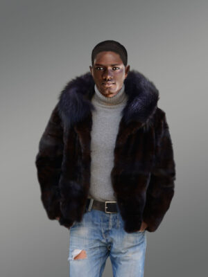 Men's Mink Fur Jacket with Fox Fur