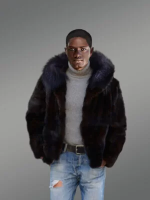 Men's Mink Fur Jacket with Fox Fur