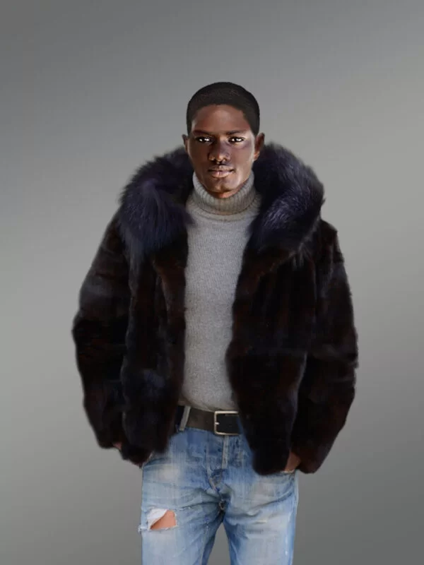 Men's Mink Fur Jacket with Fox Fur