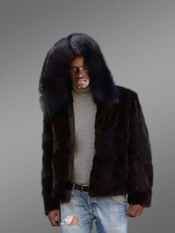 Men's Mink Fur Jacket with Fox Fur - Image 4