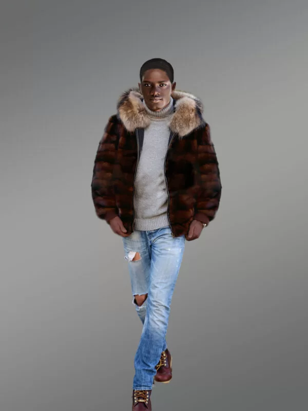 Men's Mink Fur Jacket with Hood is A Sporty Style Winter Wear - Image 4