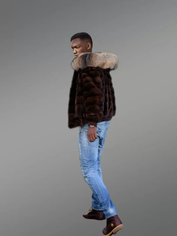 Men's Mink Fur Jacket with Hood is A Sporty Style Winter Wear - Image 5