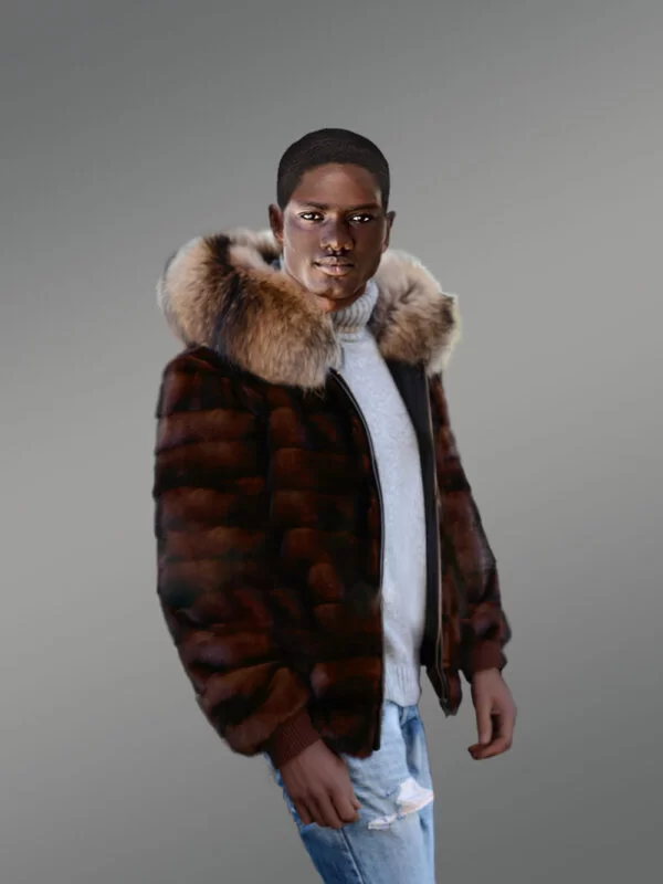 Men's Mink Fur Jacket with Hood is A Sporty Style Winter Wear - Image 2