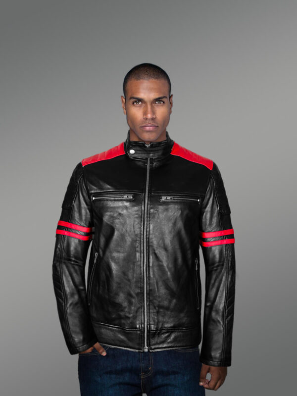 Men’s Motorcycle Jacket with 2 Cross Pockets in Front