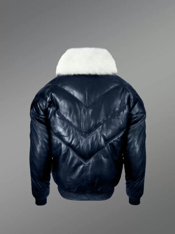 Leather Bomber Jacket with Fox Fur - Image 4