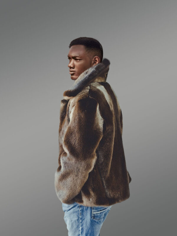 Men’s Otter Fur Jacket Winter Fur Coat - Image 4