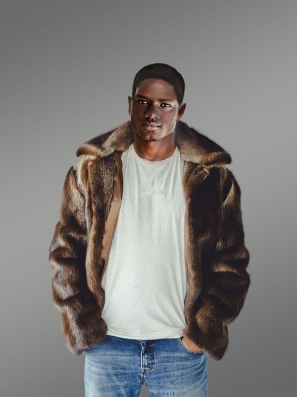 Men’s Otter Fur Jacket Winter Fur Coat - Image 2