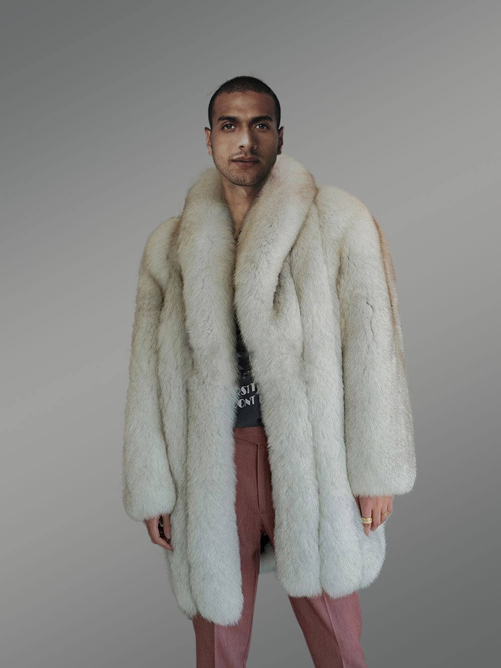 Mens Fox Fur White Coat Brings Unparallel Elegance and Comfort - Image 6