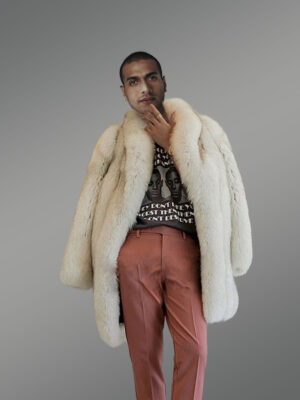 Mens Fox Fur White Coat Brings Unparallel Elegance and Comfort