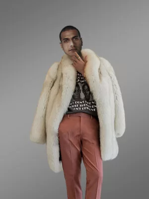 Mens Fox Fur White Coat Brings Unparallel Elegance and Comfort