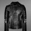 Men’s Quilted Black Leather Motorcycle Jacket!