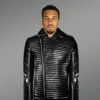 Men’s Quilted Black Leather Motorcycle Jacket!