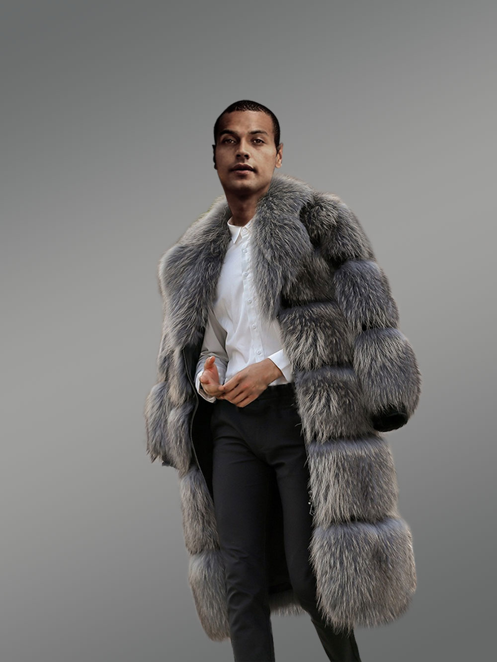 Mens raccoon fur coat 2025