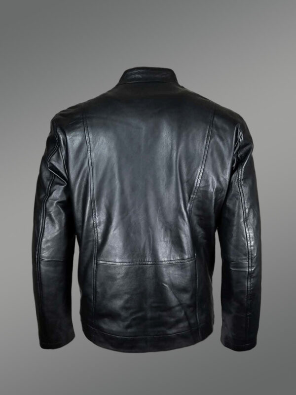 Men's Regular Biker With Mandarin Collar in Black