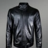 Men's Regular Biker With Mandarin Collar in Black