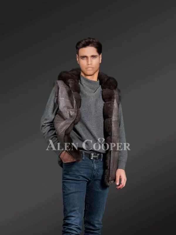 Men’s Fox Fur Reversible Vest - Image 2
