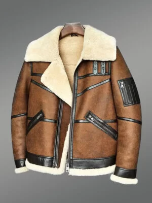 Men's Shearling bomber Jacket in Tan (1)